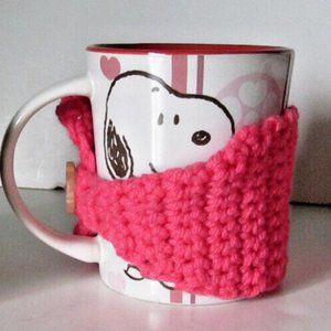 Pink Coffee Mug Cover Keep It Hot Cozy Cup Sleeve Crochet 11" Cozi Tea Drink NWT